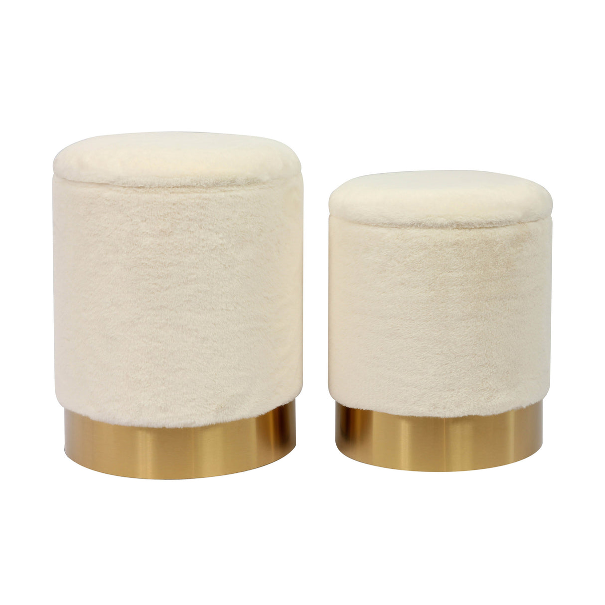 Teddy Faux Sheepskin Storage Ottomans - Set of 2 by TOV Furniture at Eve Furniture