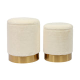 Teddy Faux Sheepskin Storage Ottomans - Set of 2 by TOV Furniture at Eve Furniture