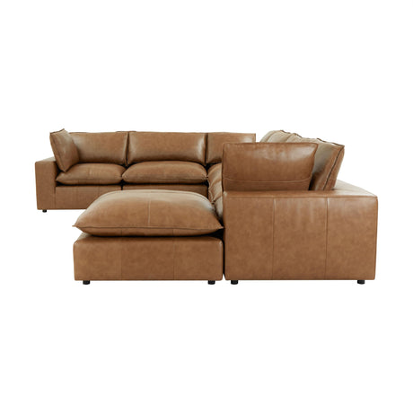 Cali Brown Leather Modular 7-Piece Large Chaise Sectional by TOV Furniture at Eve Furniture