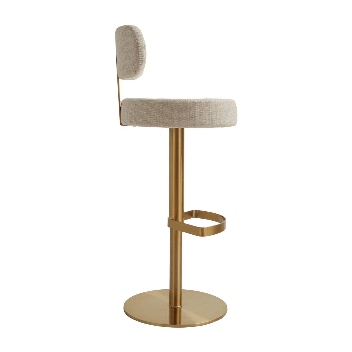 Primrose Cream Textured Performance Fabric Adjustable Stool by TOV Furniture at Eve Furniture
