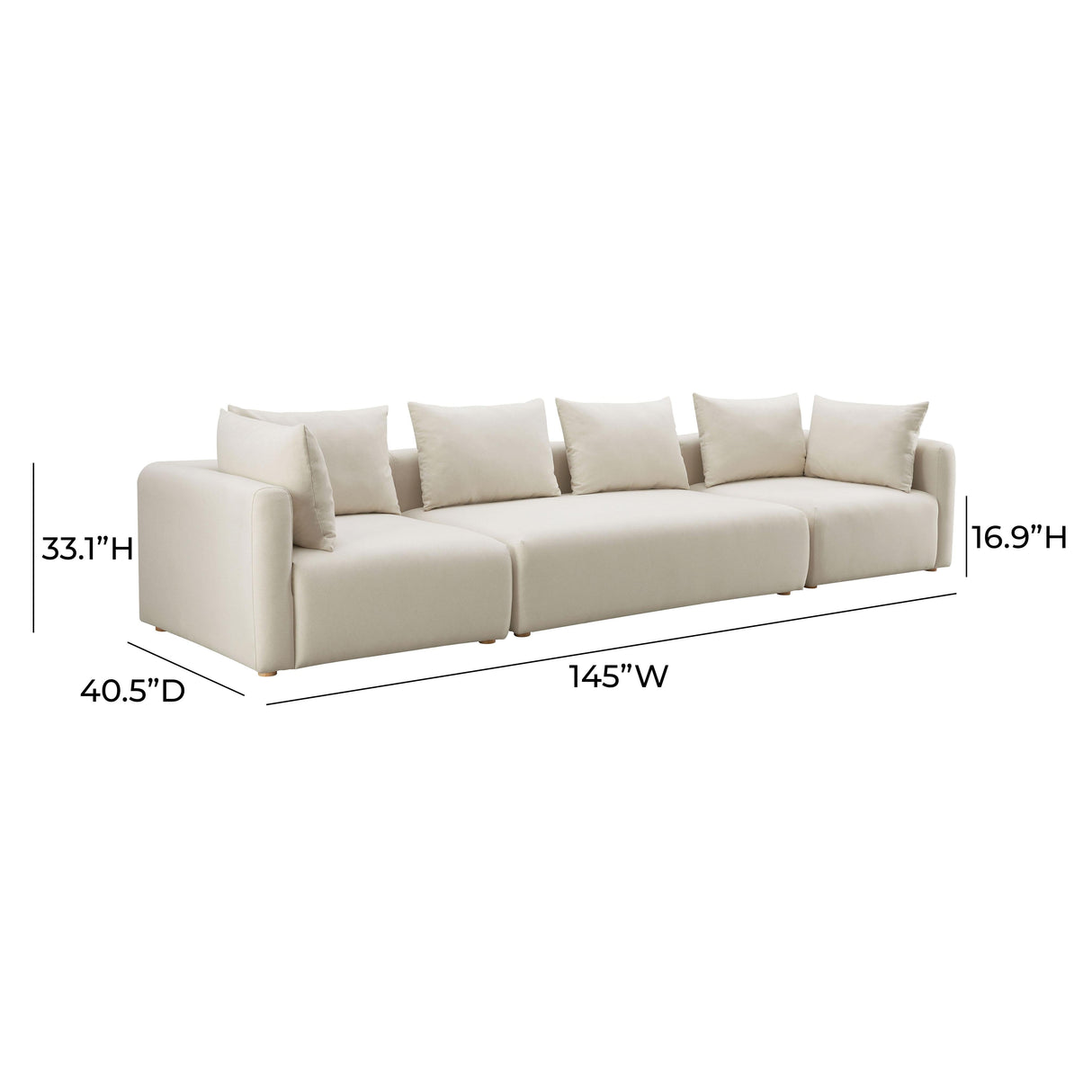 Hangover Cream Performance Linen 145" Long Sofa by TOV Furniture at Eve Furniture
