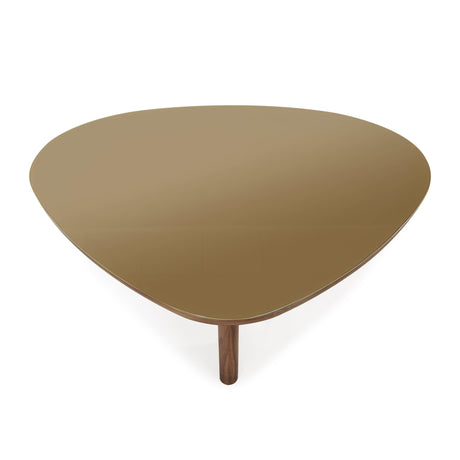 Oani Walnut and Glass Triangular Coffee Table by TOV Furniture at Eve Furniture