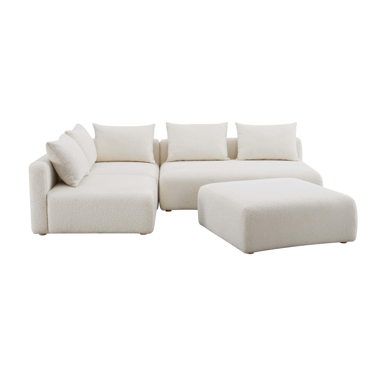 Hangover Cream Boucle 4-Piece Modular Chaise Sectional by TOV Furniture at Eve Furniture