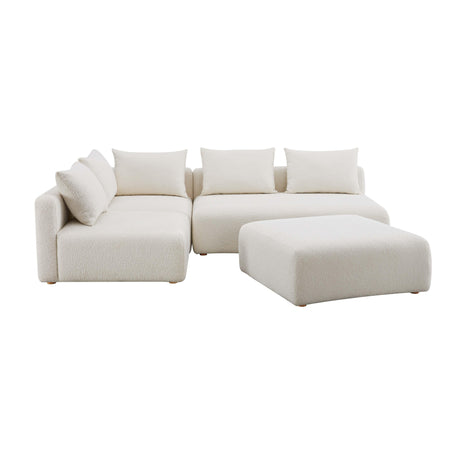 Hangover Cream Boucle 4-Piece Modular Chaise Sectional by TOV Furniture at Eve Furniture
