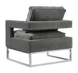 Avery Grey Velvet Chair with Silver Base by TOV Furniture at Eve Furniture