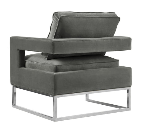 Avery Grey Velvet Chair with Silver Base by TOV Furniture at Eve Furniture