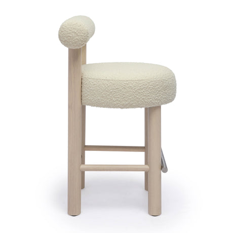 Carmel Cream Boucle and Solid Wood Counter Stool by TOV Furniture at Eve Furniture