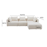Hangover Cream Boucle 4-Piece Modular Sectional by TOV Furniture at Eve Furniture