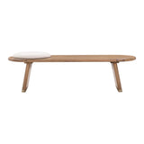 Samantha Cognac Acacia Bench with Boucle Seat by TOV Furniture at Eve Furniture