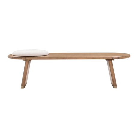 Samantha Cognac Acacia Bench with Boucle Seat by TOV Furniture at Eve Furniture