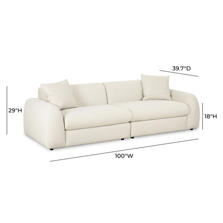 Kourtney Cream Faux Mohair 100" Sofa by TOV Furniture at Eve Furniture