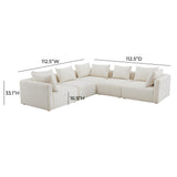 Hangover Cream Boucle 5-Piece Modular L-Sectional by TOV Furniture at Eve Furniture
