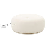 Fickle Cream Boucle Swivel Ottoman by TOV Furniture at Eve Furniture