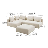 Hangover Cream Performance Linen 4-Piece Modular Chaise Sectional by TOV Furniture at Eve Furniture
