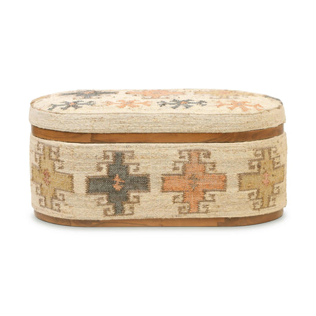 Olivier Cotton Oval Storage Ottoman by TOV Furniture at Eve Furniture