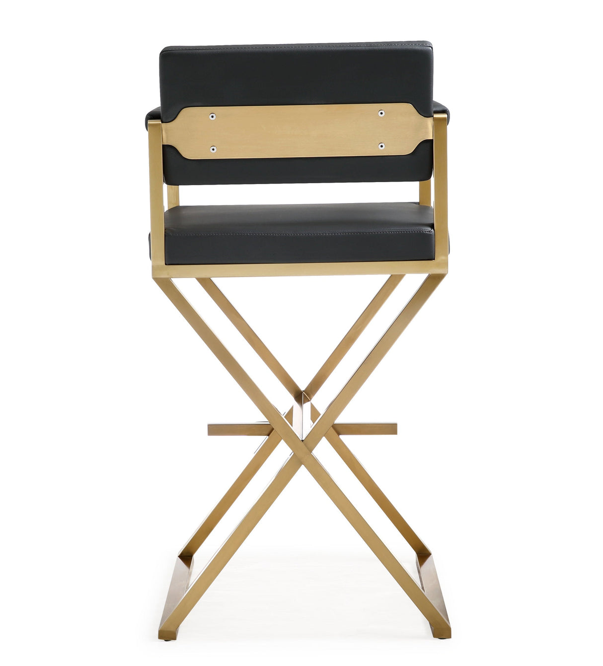 Director Performance Vegan Leather Stool with Gold Base by TOV Furniture at Eve Furniture