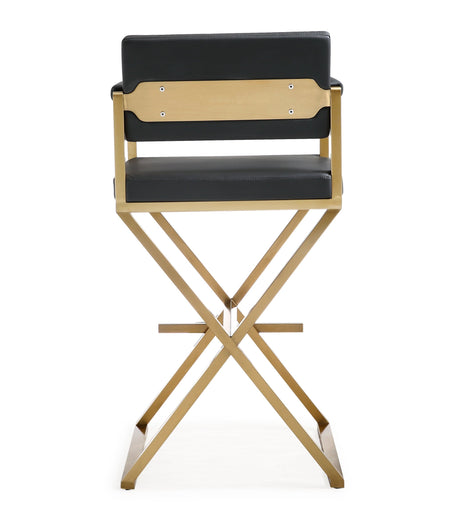 Director Performance Vegan Leather Stool with Gold Base by TOV Furniture at Eve Furniture