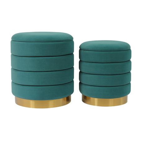Saturn Velvet Storage Ottomans - Set of 2 by TOV Furniture at Eve Furniture