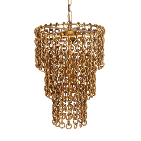 Nirsa Brass Chain Link 3-Tier Chandelier by TOV Furniture at Eve Furniture