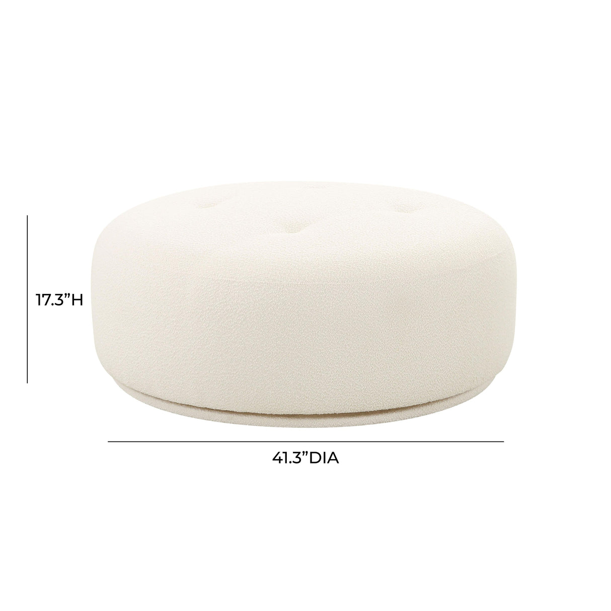 Fickle Cream Boucle Swivel Ottoman by TOV Furniture at Eve Furniture