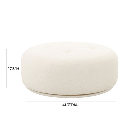 Fickle Cream Boucle Swivel Ottoman by TOV Furniture at Eve Furniture