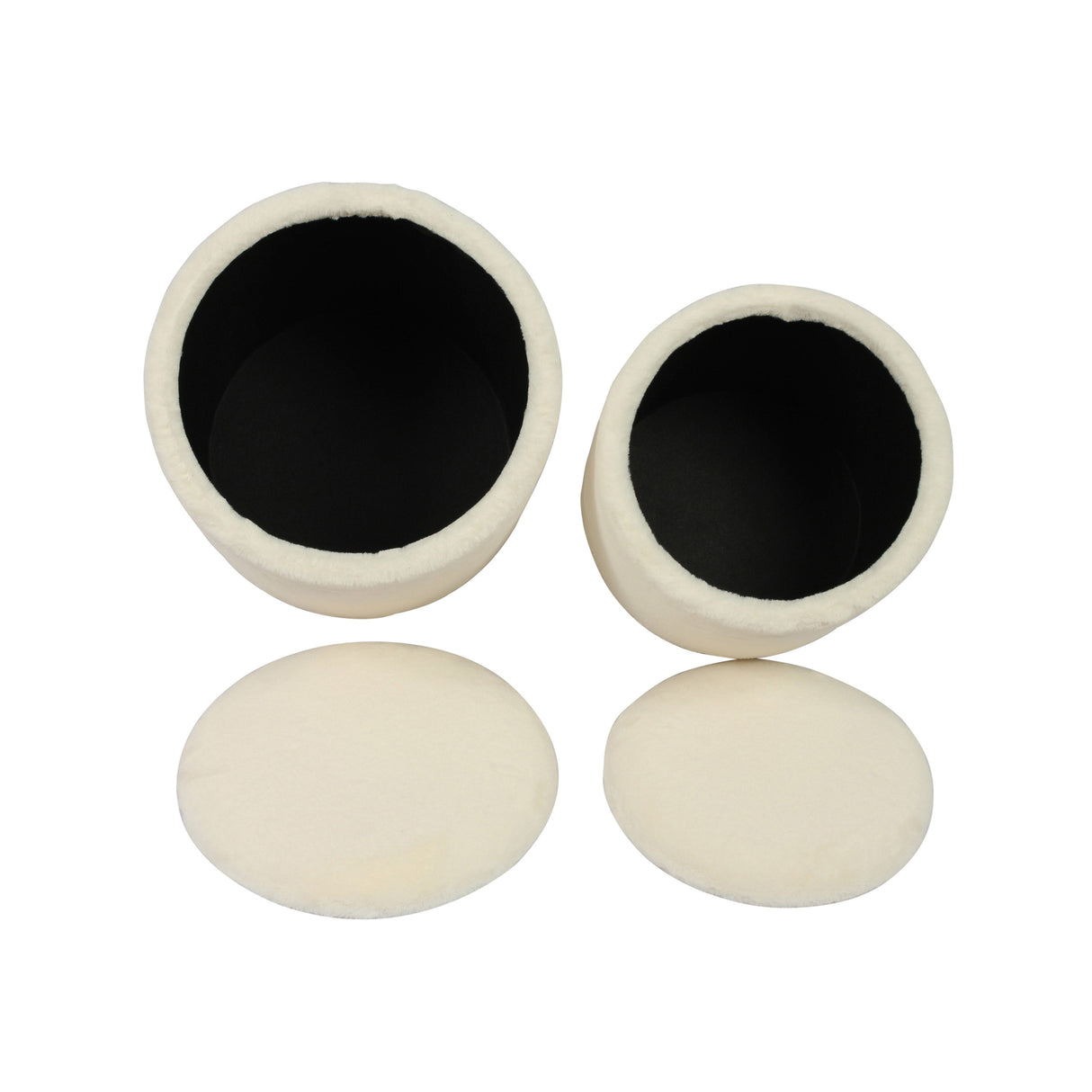 Teddy Faux Sheepskin Storage Ottomans - Set of 2 by TOV Furniture at Eve Furniture