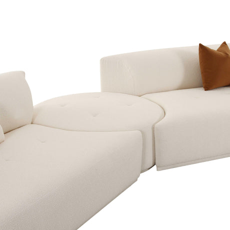 Fickle Cream Boucle 4-Piece Modular Sectional by TOV Furniture at Eve Furniture