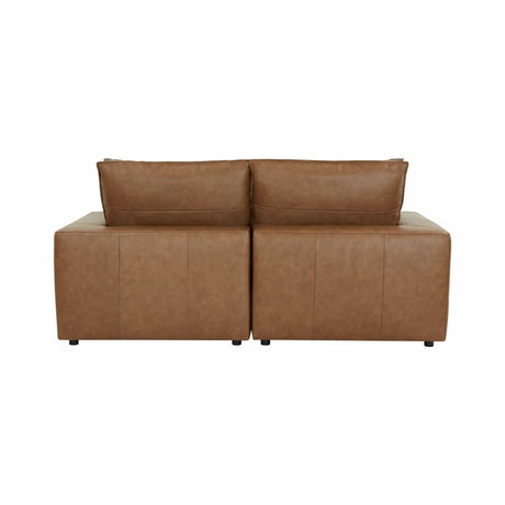 Cali Brown Leather Modular Loveseat by TOV Furniture at Eve Furniture