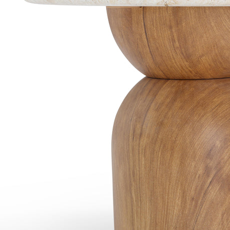 Cynthia Travertine Concrete Indoor / Outdoor Side Table by TOV Furniture at Eve Furniture