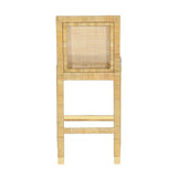 Amara Rattan & Cream Linen Stool by TOV Furniture at Eve Furniture