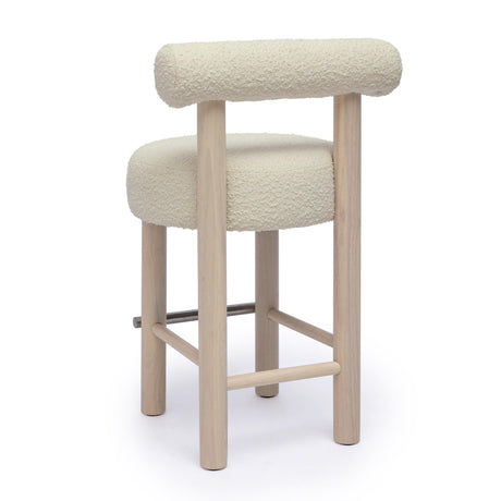Carmel Cream Boucle and Solid Wood Counter Stool by TOV Furniture at Eve Furniture