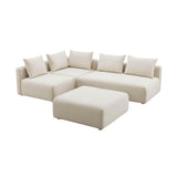 Hangover Cream Performance Linen 4-Piece Modular Chaise Sectional by TOV Furniture at Eve Furniture