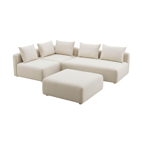 Hangover Cream Performance Linen 4-Piece Modular Chaise Sectional by TOV Furniture at Eve Furniture