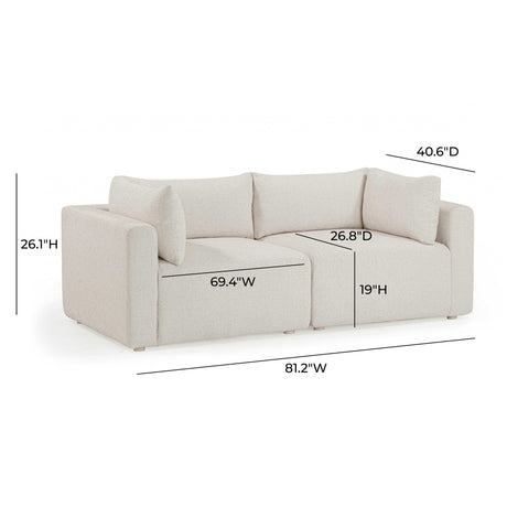 Hangover Cream Outdoor Modular Loveseat by TOV Furniture at Eve Furniture