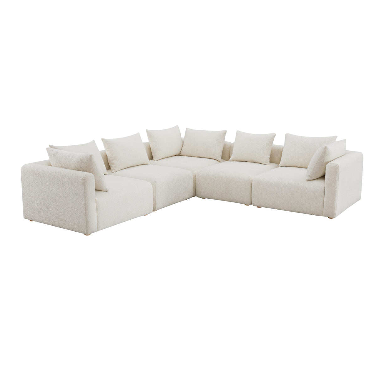 Hangover Cream Boucle 5-Piece Modular L-Sectional by TOV Furniture at Eve Furniture
