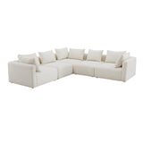 Hangover Cream Boucle 5-Piece Modular L-Sectional by TOV Furniture at Eve Furniture