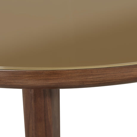Oani Walnut and Glass Round Coffee Table by TOV Furniture at Eve Furniture
