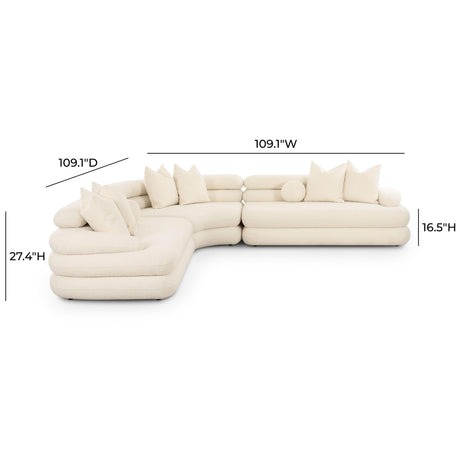Lulu Cream Boucle Modular Curved Sectional by TOV Furniture at Eve Furniture