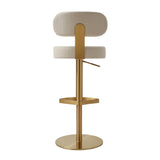 Primrose Cream Textured Performance Fabric Adjustable Stool by TOV Furniture at Eve Furniture