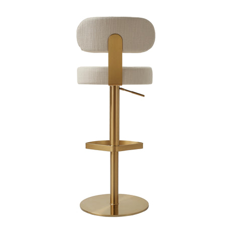 Primrose Cream Textured Performance Fabric Adjustable Stool by TOV Furniture at Eve Furniture