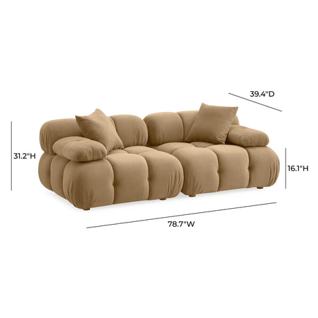 Calliope Cafe Au Lait Performance Velvet Modular Loveseat by TOV Furniture at Eve Furniture