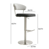 Cosmo Black and Grey Boucle Adjustable Stool by TOV Furniture at Eve Furniture