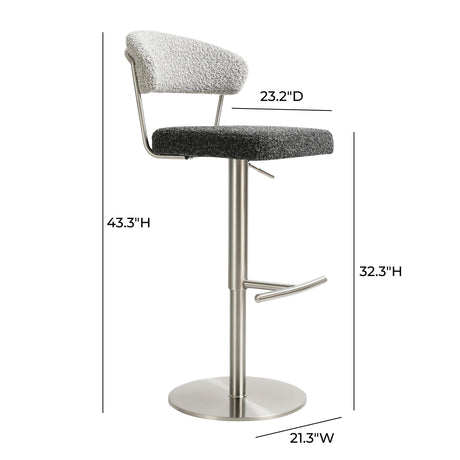 Cosmo Black and Grey Boucle Adjustable Stool by TOV Furniture at Eve Furniture