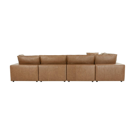 Cali Brown Leather Modular 7-Piece Large Chaise Sectional by TOV Furniture at Eve Furniture