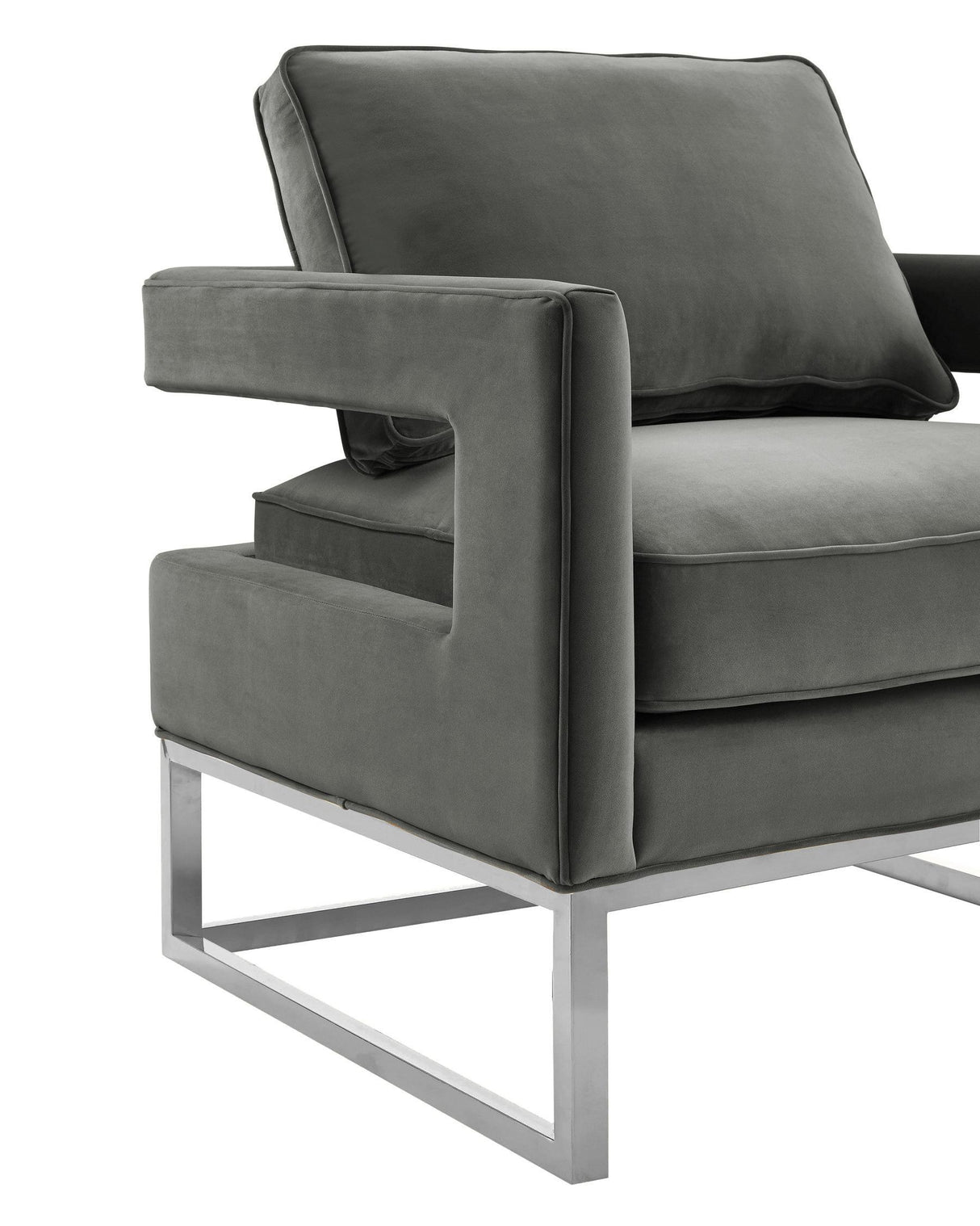 Avery Grey Velvet Chair with Silver Base by TOV Furniture at Eve Furniture
