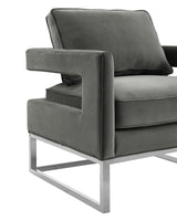 Avery Grey Velvet Chair with Silver Base by TOV Furniture at Eve Furniture