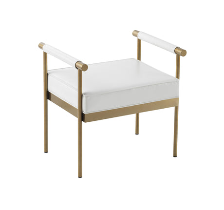 Diva White Performance Vegan Leather Bench by TOV Furniture at Eve Furniture