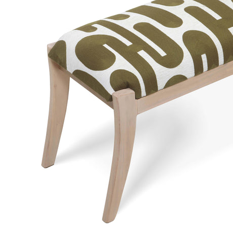 Arielle Olive & White Embroidered Bench by TOV Furniture at Eve Furniture