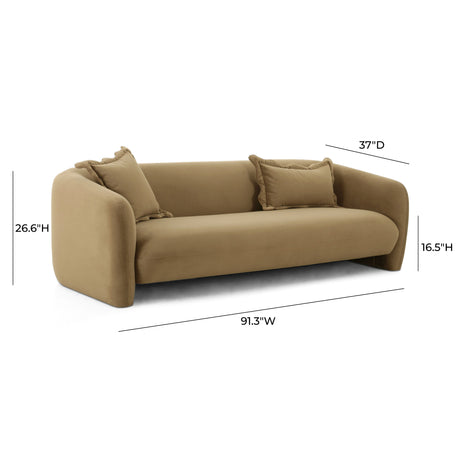 Lou Cafe Au Lait Performance Velvet Sofa by TOV Furniture at Eve Furniture