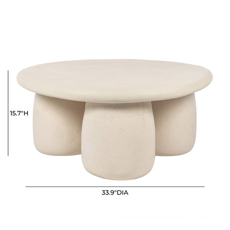 Rahul Cream Round Coffee Table by TOV Furniture at Eve Furniture